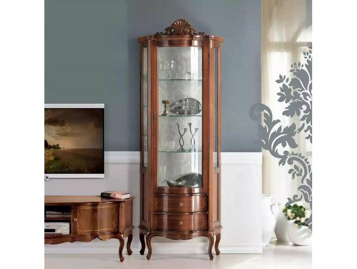JVmoebel Vitrine Elegante Vitrine aus Dunkelholz – Zeitloses Möbelstück (1-St., Vitrine) Made in Europa, braun von elegante