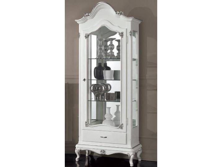 JVmoebel Vitrine Elegante Vitrine aus Glas im italienischen Stil für das Wohnzimmer Made in Europa, weiß von elegante