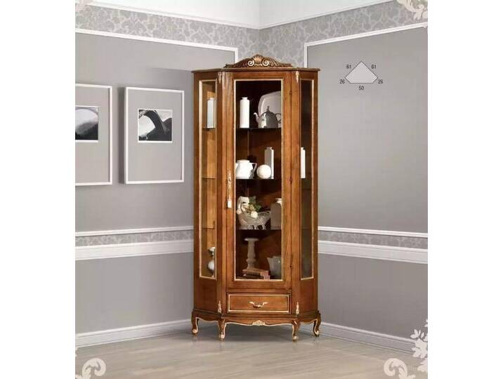 JVmoebel Vitrine Elegante Vitrine aus braunem Holz im klassischen Design (1-St., Vitrine) Made in Europa, braun von elegante