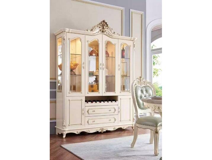 JVmoebel Vitrine Elegante weiße Holz Möbel für das stilvolle Wohnzimmer (1-St., 1x Vitrine) Made in Europa, weiß von elegante