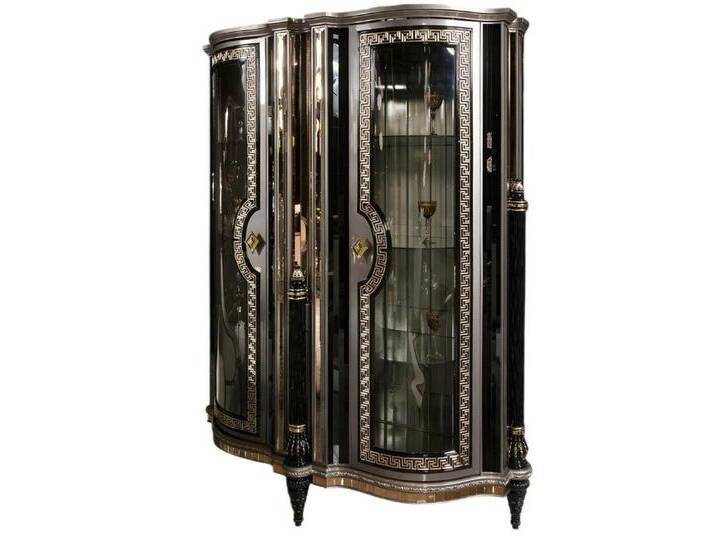 JVmoebel Vitrine Silberne Holzvitrine modern, elegante Aufbewahrung für Wohnzimmer (1-St) Made in Europe, silberfarben von elegante