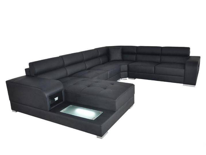 JVmoebel Wohnlandschaft Ecksofa U-Form in Schwarz – Elegante Ledercouch für Wohnräume, Made in Europa, weiß von elegante