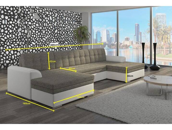 JVmoebel Wohnlandschaft Elegante Vento Couch mit Bettfunktion, Leder und Textil, Grau, Made in Europa, grau JVmoebel Wohnlandschaft Elegante Vento Couch mit Bettfunktion, Leder und Textil, Grau, Made in Europa, grau von elegante