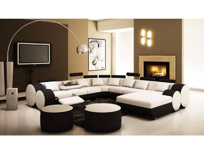 JVmoebel Wohnlandschaft Vielfältige Ledercouch für Wohnzimmer – Elegante Sofa Garnitur, Made in Europa, schwarz weiß, Variante A JVmoebel Wohnlandschaft Vielfältige Ledercouch für Wohnzimmer – Elegante Sofa Garnitur, Made in Europa, schwarz weiß, Variante A von elegante