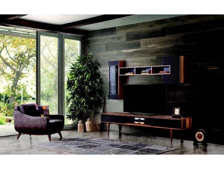 JVmoebel Wohnwand Elegante TV-Wand mit Lowboard und Wandschränken für das Wohnzimmer, Made in Europa, braun von elegante