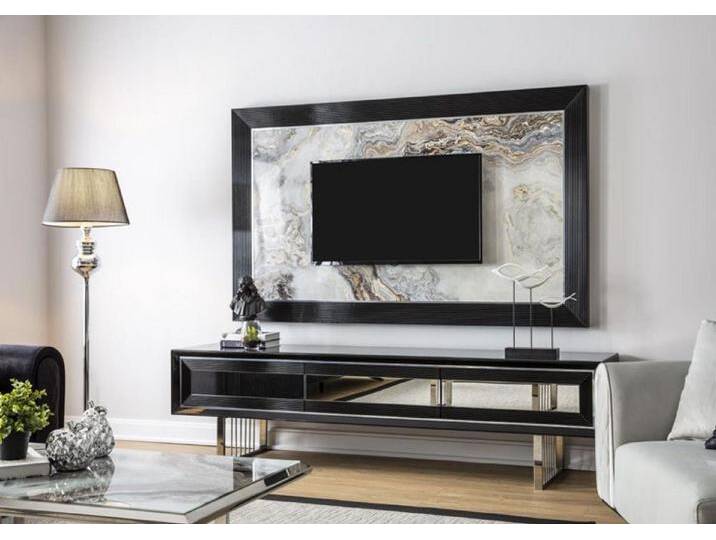 JVmoebel Wohnwand Elegante Wohnwand mit Sideboard und Regal in Schwarz fürs Wohnzimmer, (2-St), Made in Europa, schwarz von elegante