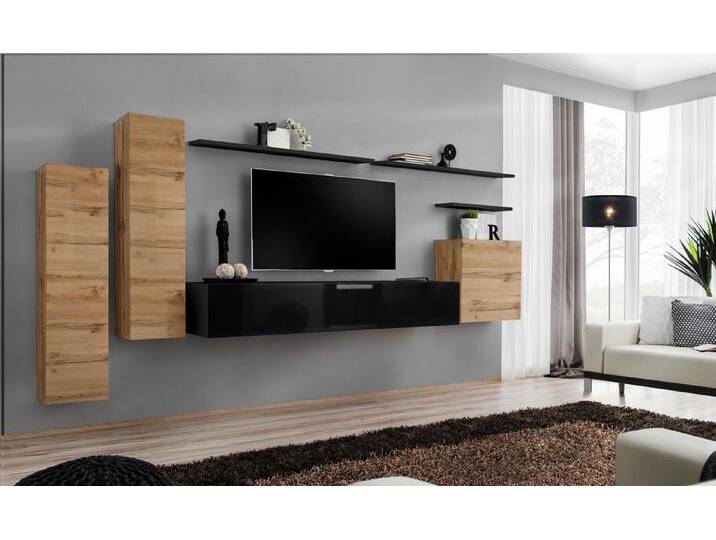 JVmoebel Wohnwand Design Wohnzimmermöbel Set - Elegante Wohnwand mit Regal & Schrank, (8-St., 1x Wohnwand + 1x TV Ständer + 3x Wandschrank + 3x Wandregal) von elegante