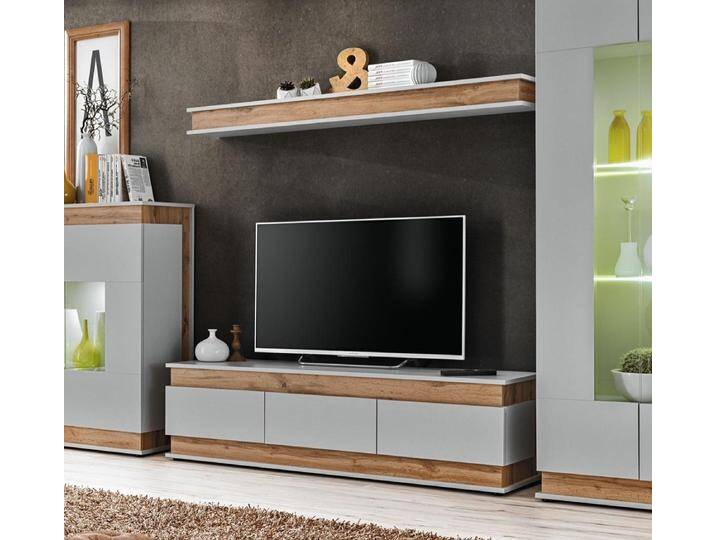 JVmoebel Wohnwand Elegante Holz Wohnwand im modernen Design für Ihr Zuhause, (2-St., TV-Ständer/Regal), Made in Europa, braun grau von elegante