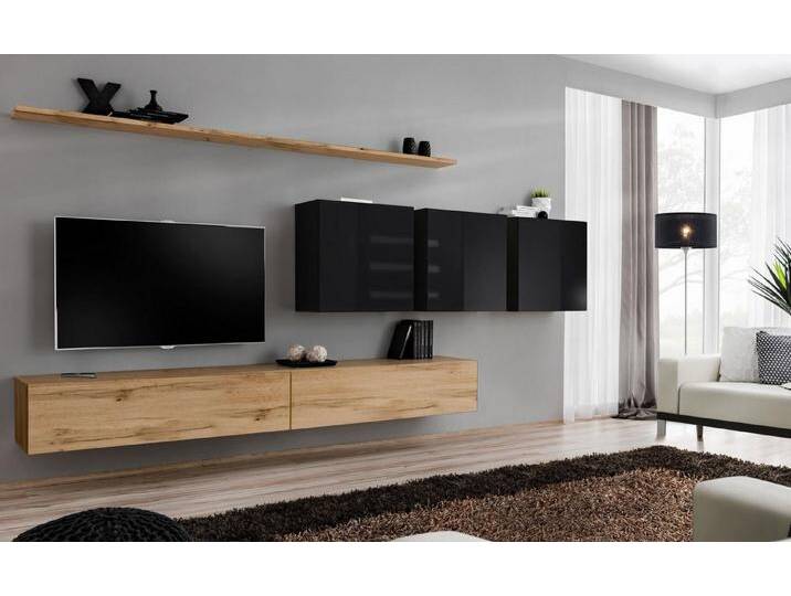 JVmoebel Wohnwand Elegante Wohnwand in Braun - TV-Bereichsmöbel und Sideboard, (8-St., 1x Wohnwand + 2x TV Ständer + 3x Wandschrank + 2x Wandregal) von elegante