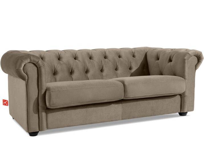 KONSIMO® Chesterfield-Sofa GRAVO 3-Sitzer Sofa, Einzelsofa, hergestellt in der EU, handgefertigte Steppung, elegante Armlehnen, Sitzkissen, beige von elegante