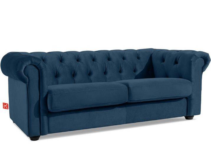 KONSIMO® Chesterfield-Sofa GRAVO 3-Sitzer Sofa, Einzelsofa, hergestellt in der EU, handgefertigte Steppung, elegante Armlehnen, Sitzkissen, blau von elegante