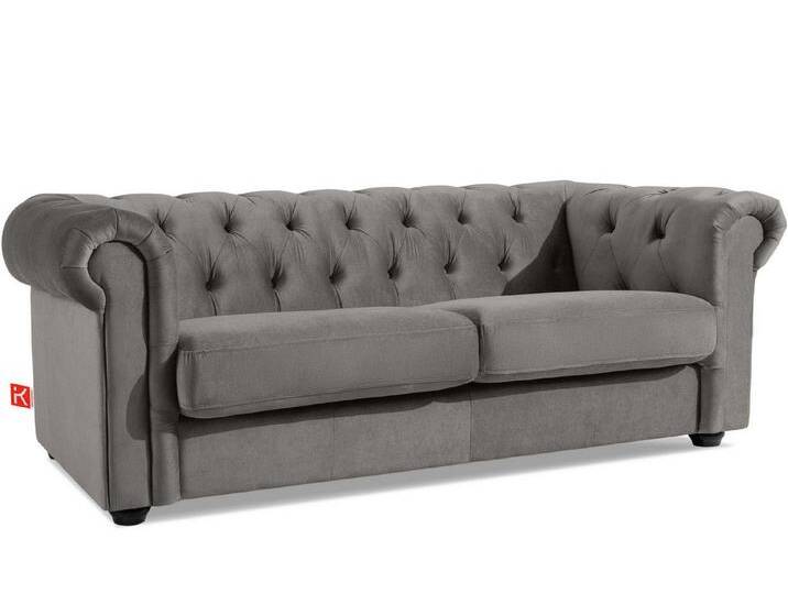 KONSIMO® Chesterfield-Sofa GRAVO 3-Sitzer Sofa, Einzelsofa, hergestellt in der EU, handgefertigte Steppung, elegante Armlehnen, Sitzkissen, grau von elegante