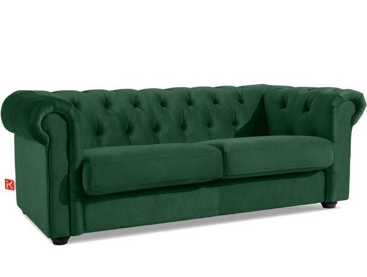 KONSIMO® Chesterfield-Sofa GRAVO 3-Sitzer Sofa, Einzelsofa, hergestellt in der EU, handgefertigte Steppung, elegante Armlehnen, Sitzkissen, grün von elegante