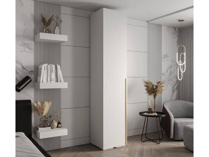 MOEBLO Schrankmodule IVONA 1 (goldene Griffe, elegante Garderobe, glamouröser Stil, Schrank Garderobe Schiebtüren Schlafzimmer, Modularer Kleiderschrank) von elegante