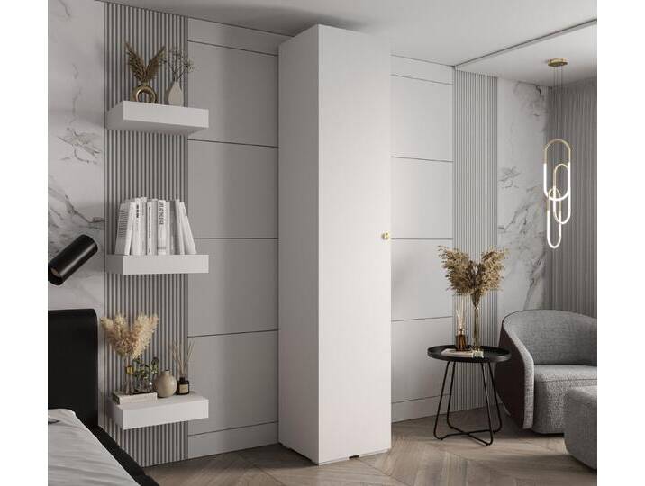 MOEBLO Schrankmodule IVONA 2 (goldene Griffe, elegante Garderobe, glamouröser Stil, Schrank Garderobe Schiebtüren Schlafzimmer, Modularer Kleiderschrank) von elegante