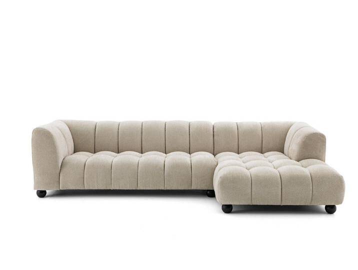 NEXT COLLECTION Ecksofa AMARO, Keine Schlaffunktion, Hochwertiger HR-Schaum, elegante Steppung, beige, Rechts, Beige(Retro Blis 03) von elegante