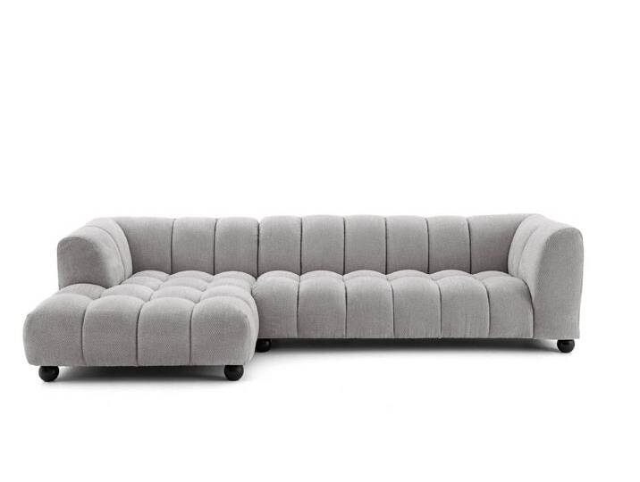 NEXT COLLECTION Ecksofa AMARO, Keine Schlaffunktion, Hochwertiger HR-Schaum, elegante Steppung, grau, Links, Grau(Retro Blis83) von elegante