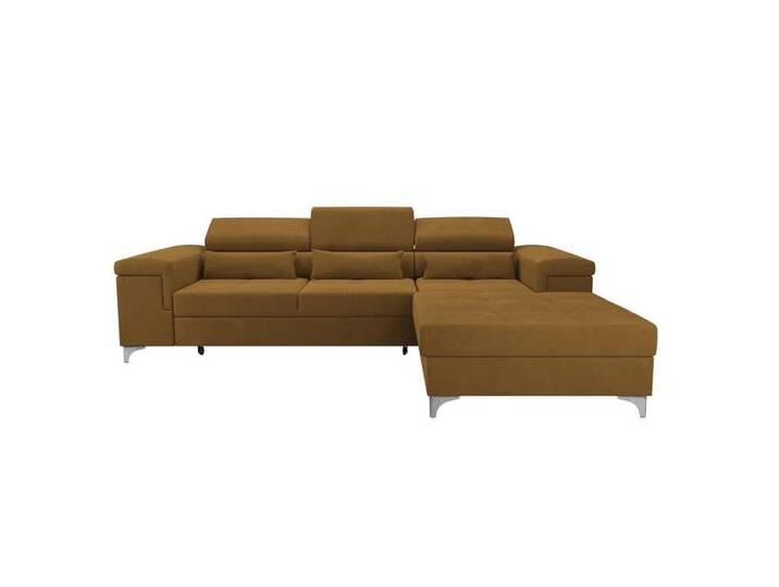 NEXT COLLECTION Ecksofa Harry, hohe Metallfüße, elegante Nähte, T30-Schaum + gewellte Feder, verstellbare Kopfstützen, gelb, rechts, gelb(Monolith48) von elegante
