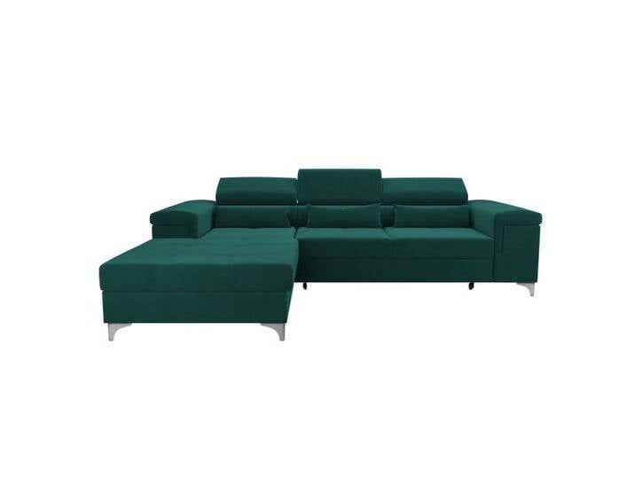 NEXT COLLECTION Ecksofa Harry, hohe Metallfüße, elegante Nähte, T30-Schaum + gewellte Feder, verstellbare Kopfstützen, grün, Links, grün(Monolith 37) von elegante