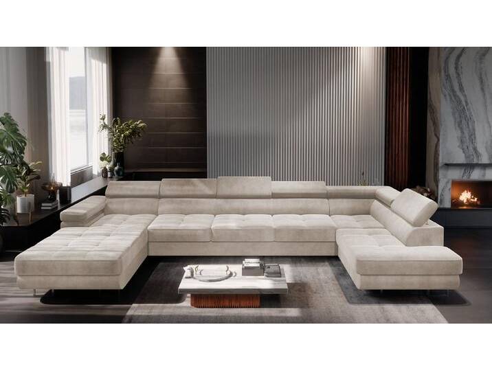 NEXT COLLECTION Ecksofa WILD MAXI U, elegante Metallbeine, verstellbare Kopfstützen, 2x Bettkasten, mit Schlaffunktion, beige, rechts NEXT COLLECTION Ecksofa WILD MAXI U, elegante Metallbeine, verstellbare Kopfstützen, 2x Bettkasten, mit Schlaffunktion, beige, rechts von elegante