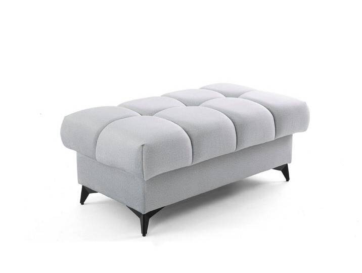 NEXT COLLECTION Hocker PUDDING (Mit großem Vorratsbehälter 95x45 cm, elegante tiefe Naht), Metallfüßen, grau von elegante