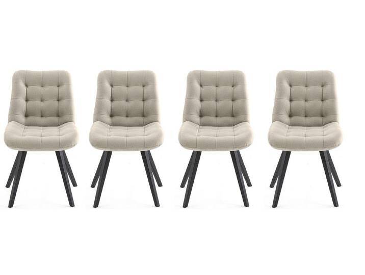 NEXT COLLECTION Stuhl LENA (4 St), Gesteppter Sitz, elegante Holzbeine, beige, 4 St., Hellbeige(Element17) von elegante