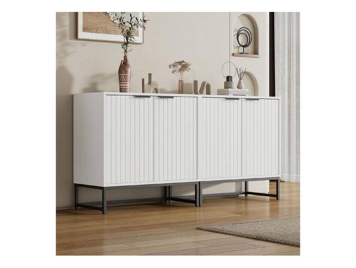 OKWISH Sideboard Aufbewahrungsschrank,Standschrank (Moderne Sideboard Kommode mit 2 Türen, Vakuum-Formgebung, stabiler Metallrahmen, elegante Lagerung für Wohnzimmer & Flur., 1 St., B160/T40/H80 cm) von elegante