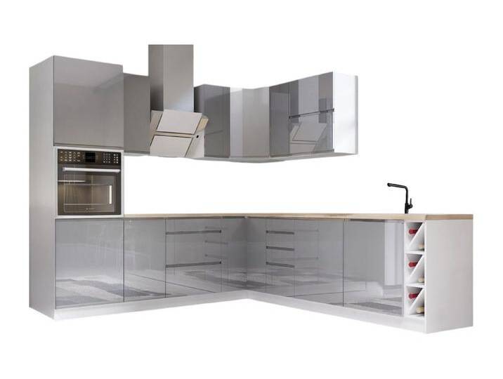 ROYAL24_MARKT Winkelküche K67-G250 L - Aspen - Praktische Lösungen für eine elegante Küche, (Komplett Set), Premium - Modern - Exzellent., grau von elegante