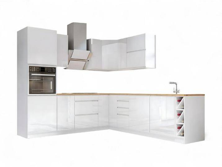 ROYAL24_MARKT Winkelküche K67-G250 L - Aspen - Praktische Lösungen für eine elegante Küche, (Komplett Set), Premium - Modern - Exzellent., weiß von elegante