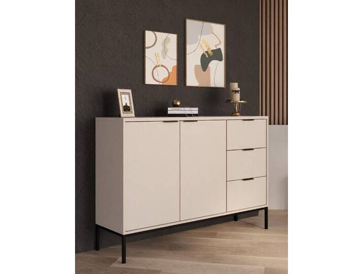 Raumhirsch Furniture Kommode Austin 150x40x100 cm (Einzelmöbel, Kommode mit 2 Türen & 3 Schubladen), hochwertige Verarbeitung, ABS-Kanten, elegante Metallgriffe von elegante