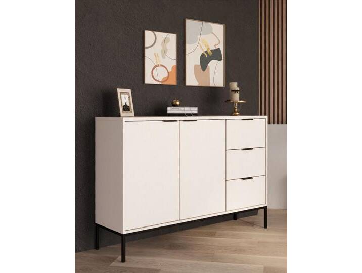 Raumhirsch Furniture Kommode Austin 150x40x100 cm (Einzelmöbel, Kommode mit 2 Türen & 3 Schubladen), hochwertige Verarbeitung, ABS-Kanten, elegante Metallgriffe von elegante