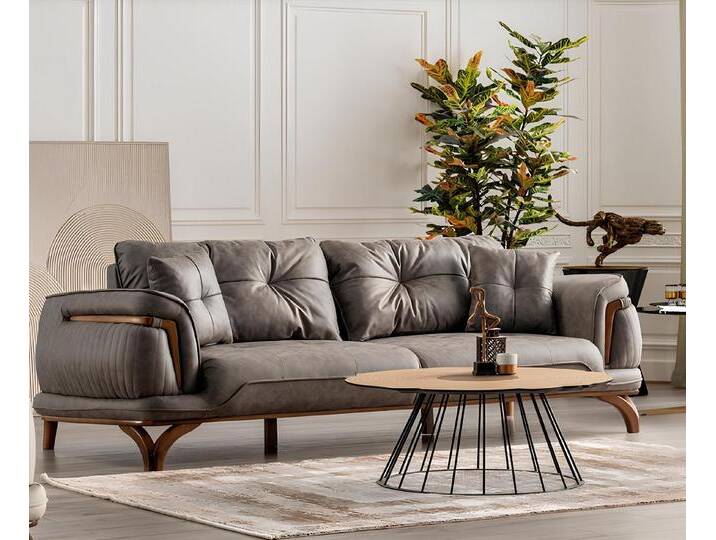 Xlmoebel 3-Sitzer Bequemes Sofa Großes Sofa Elegante Einrichtung Wohnzimmer Polstermöbel, Hergestellt in Europa, grau von elegante