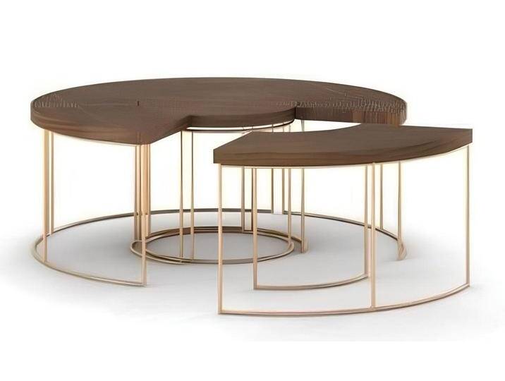 Xlmoebel Couchtisch Zeitgemäßer Runder Wohnzimmertisch Elegante Beistelltische Holzmöbel (1-St., Couchtisch), Hergestellt in Europa, braun von elegante