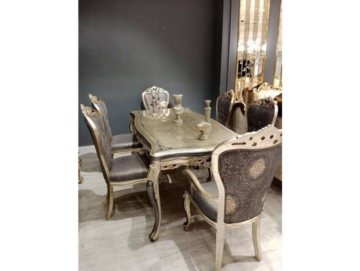 Xlmoebel Essgruppe Elegante Esszimmermöbel mit luxuriösem Esstisch + 4 Essstuhlset, (5-tlg., 1x Esstisch + 4x Stühle), Hergestellt in Europa von elegante