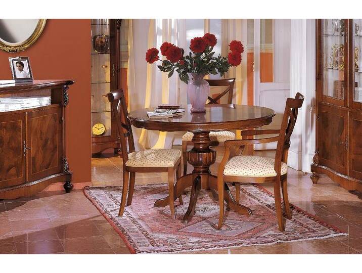 Xlmoebel Esszimmer-Set Elegante Essgarnitur 4-tlg: Runder Tisch & Italien-Möbel, (4-St., 4tlg. Esszimmer Set (Esstisch + 3x Stühle) von elegante