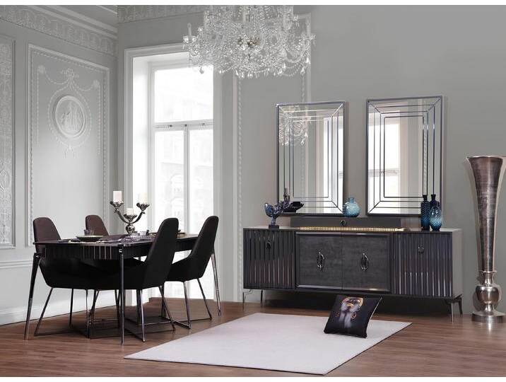 Xlmoebel Esszimmer-Set Elegante Essgarnitur: Tisch mit 6 stilvollen Designerstühlen, (7-St., Esszimmer Set (Esstisch+6x Stuhle), Hergestellt in Europa von elegante