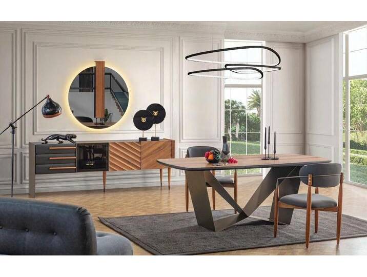 Xlmoebel Esszimmer-Set Elegante Esszimmermöbel Set mit Designtisch 4x Polsterstühle Sideboard, (6tlg.Esszimmer Set (Esstisch+4x Stühle+Anrichte) von elegante