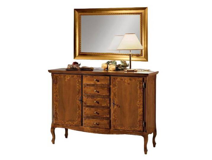Xlmoebel Kombikommode Elegante Holzkommode mit Spiegel, Konsole und Schubladen – Luxus (2 St., 2tlg.Set (Kommode+Spiegel), Hergestellt in Europa von elegante