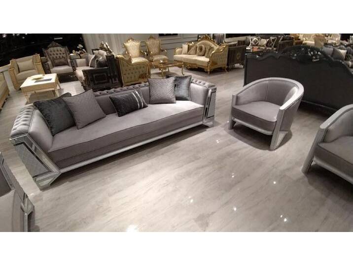 Xlmoebel Polstergarnitur Elegante Möbel Sofaensemble 3+1+1 Sitzgruppe 2x Sessel, (3-tlg., 1x 3-Sitzer + 2x Sessel), Hergestellt in Europa, grau von elegante