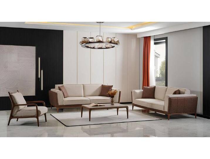 Xlmoebel Polstergarnitur Elegante Polstergarnitur – 4-teiliges Set im modernen Design, (Sessel), Hergestellt in Europa, beige von elegante