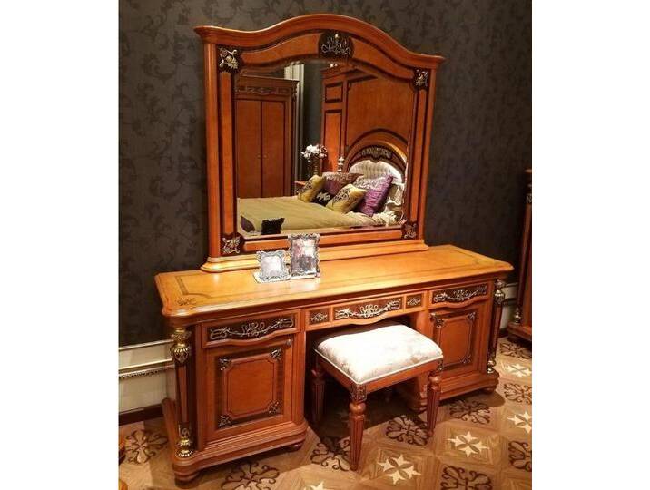 Xlmoebel Schminktisch Elegante Barock-Rokoko-Kommode mit Spiegel für stilvolle Räume (Schminktisch + Spiegel), Hergestellt in Europa, braun von elegante