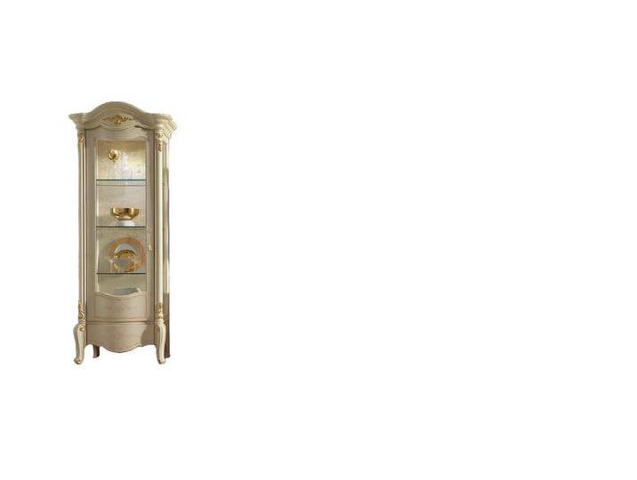 Xlmoebel Vitrine Neue elegante Holzvitrine im luxuriösen italienischen Stil mit Glas (Vitrine) Hergestellt in Europa, beige von elegante