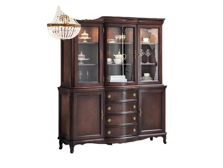Xlmoebel Vitrine Wandmöbel Elegante Kommode aus Holz im Barockstil Buffet Vitrine (Vitrine KAS 604 A Jafra) Hergestellt in Europa, braun von elegante