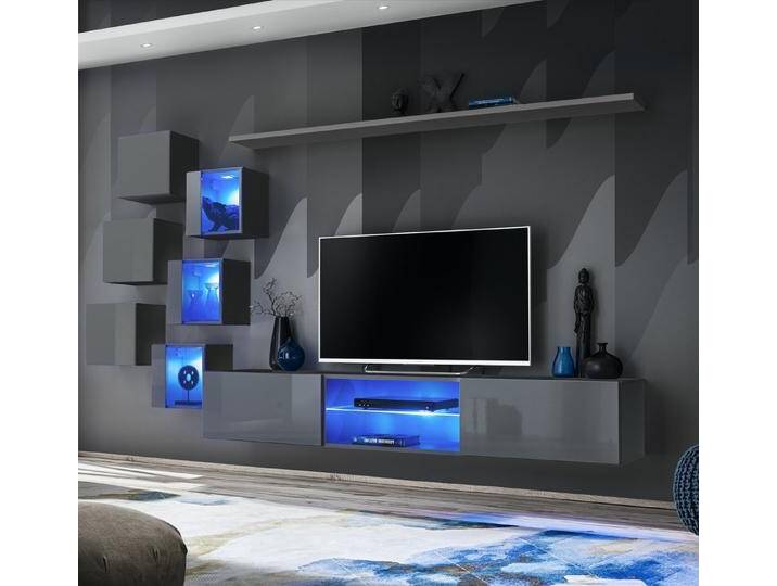 Xlmoebel Wohnwand Elegante Wohnkombination 8tlg Set Regal 6x Wandkasten Neu Dekorierung, (8-St., TV Ständer + 6x Wandschrank + Wandregal) von elegante