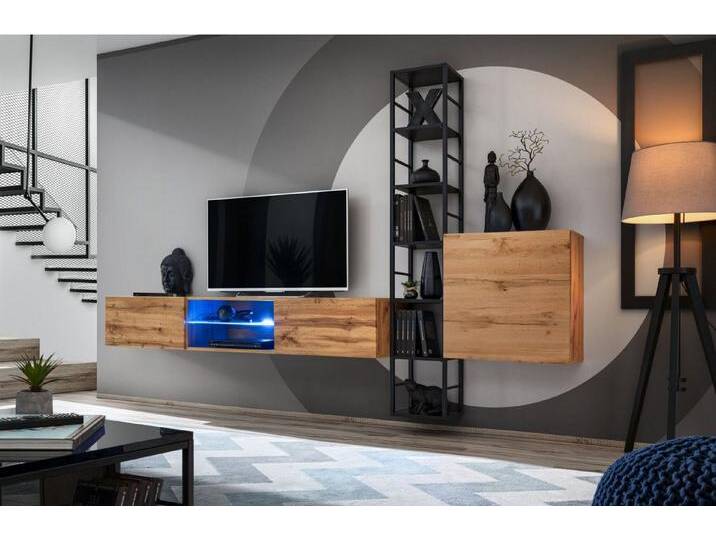 Xlmoebel Wohnwand Elegante Wohnwand Wandschrank Regal TV-Halterung Braun Neu, (3-St., TV Ständer + Wandschrank + Wandregal), Hergestellt in Europa von elegante