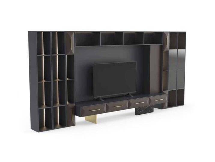 Xlmoebel Wohnwand Elegante Wohnzimmerwand Möbel Holz TV Halter Modernes Design Neu, (1-St., 1x Wohnwand), Hergestellt in Europa, schwarz von elegante