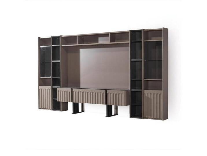 Xlmoebel Wohnwand Hochwertige Braune Wohnwand Elegante Wohnzimmer Holzmöbel Exklusive, (Wohnwand), Hergestellt in Europa, braun von elegante