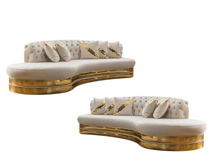 Xlmoebel Wohnzimmer-Set Designer Couchen - 2x elegante weiße Halbrunde Chesterfield Sofas, (2-St., x2 3-Sitzer Sofas), Hergestellt in Europa, weiß von elegante
