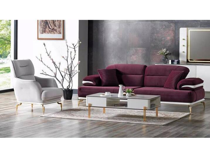 Xlmoebel Polstergarnitur Elegante Sitzgruppe Wohnzimmer Möbelset Sofa 3+1 mit Tisch, (3-tlg., 1x Sofa 3 Sitzer + 1x Sessel + 1x Couchtisch) von elegante