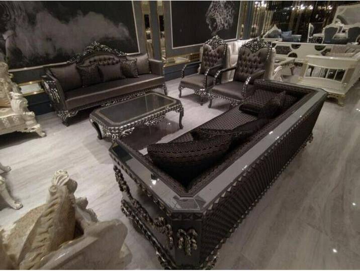 Xlmoebel Wohnzimmer-Set Elegante Wohnzimmer Sitzgruppe Möbel 3+3+1+1 2x Couch 2x Stühle Braun, (4-St., 2x Sofa + 2x Sessel), Hergestellt in Europa von elegante